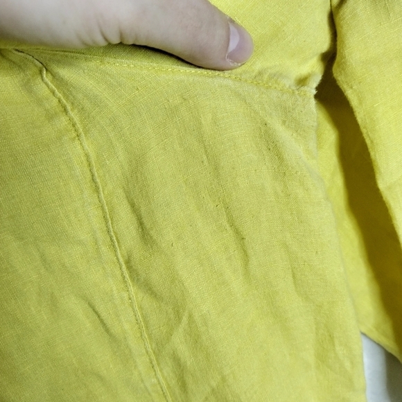 Eileen Fisher linen lagenlook button down yellow shirt sz Xl - Picture 7 of 9